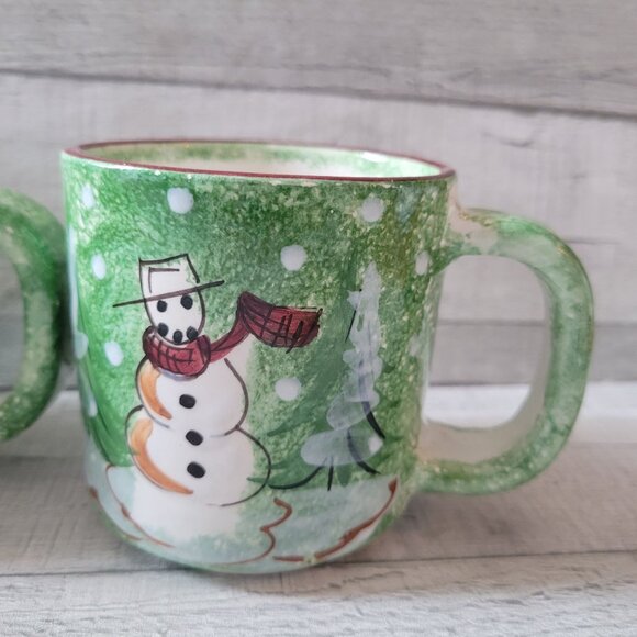 Set Of 3 The Cellar Handcrafted Snowman Mugs 14 oz - Picture 5 of 7